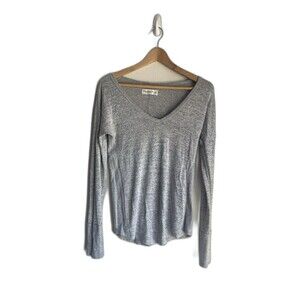 Abercrombie & Fitch Soft A&F Gray V-Neck Long Sleeve Top Size XS Loungewear